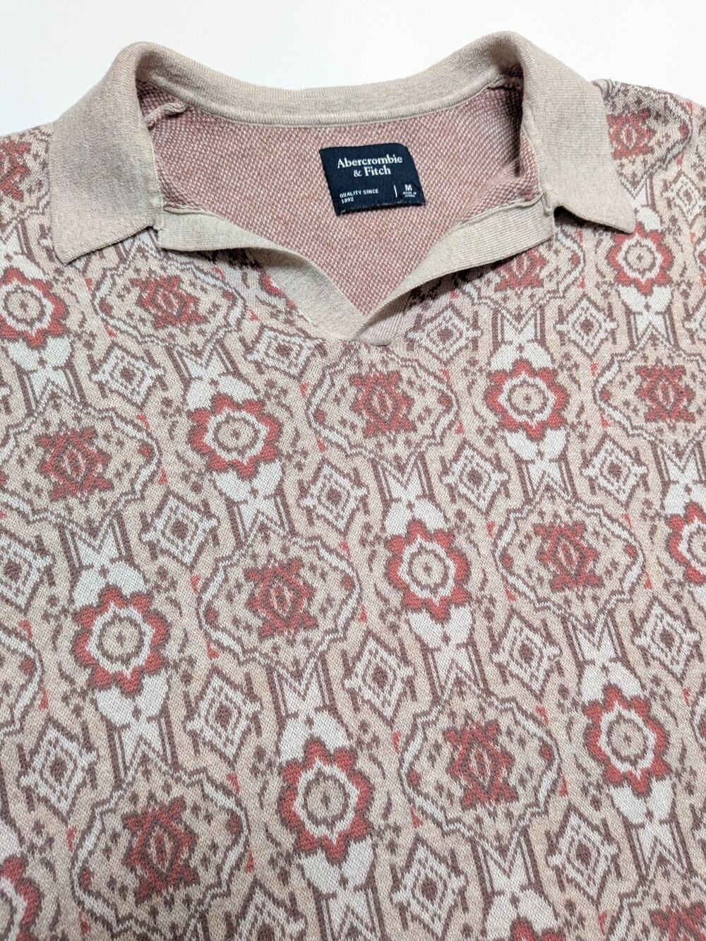 Abercrombie Sweater Polo Short Sleeve Johnny Collar Men’s Medium Aztec Western